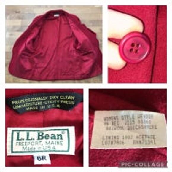 VTG L.L. Bean Blazer Red Wool/ cashmere USA Made One Button Boxy Academia size 6 - Picture 12 of 12